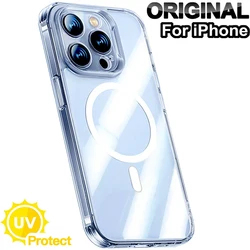Luxury Wireless Magnetic Cover For Apple Magsafe Case Iphone 16 11 12 13 15 14 Pro Max Mini 7 8 Plus Xr Xs X Clear Acrylic Cases