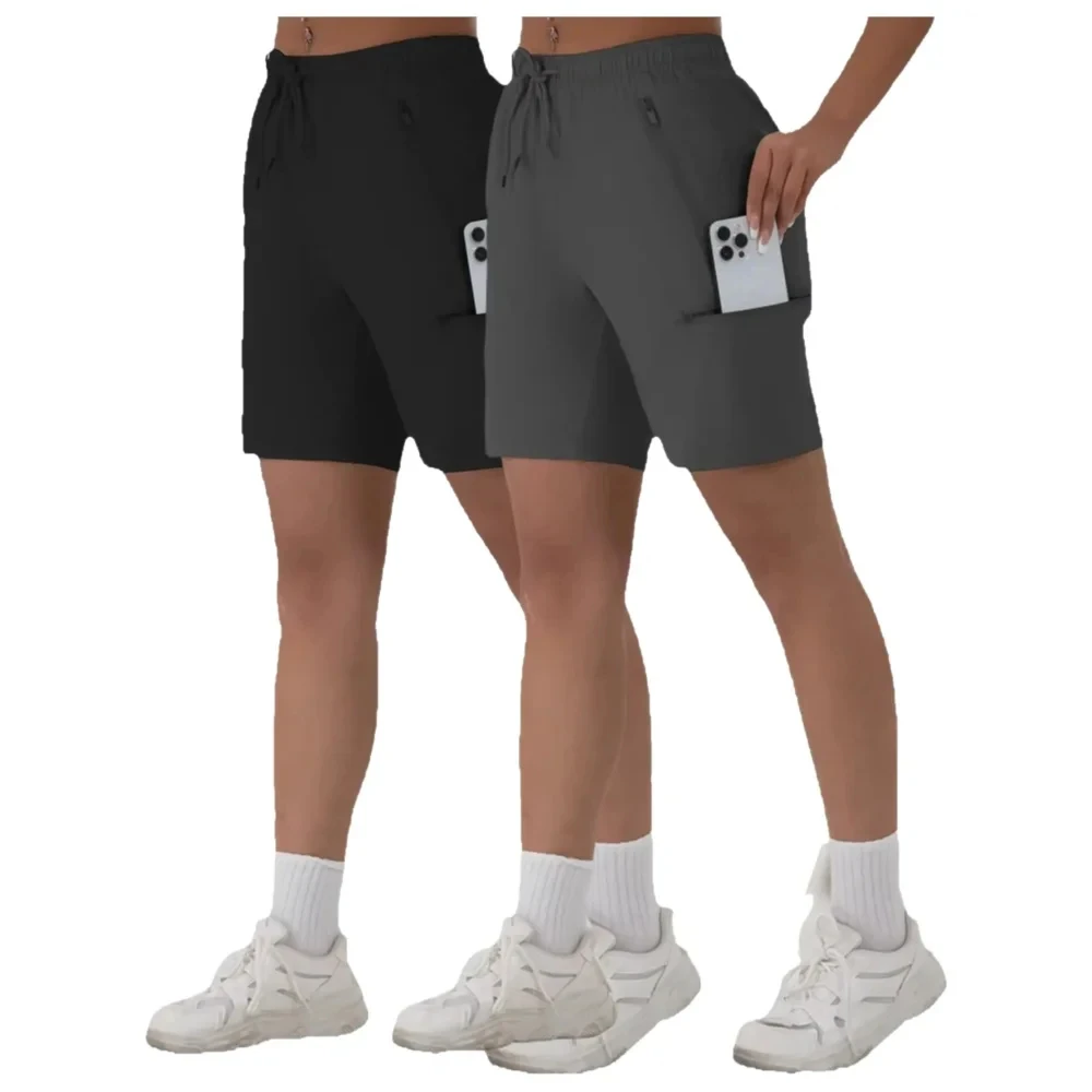 Women 's Athletic Running Cargo Shorts Wth Zipper Pockets,Gym Workout Basketball Hiking Shorts for Women