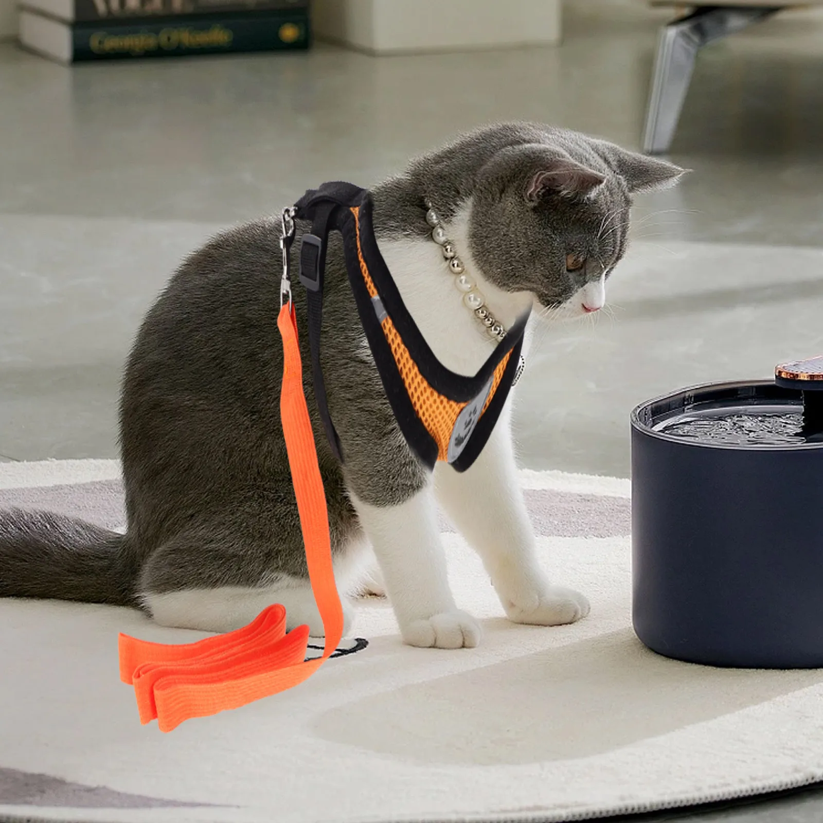 

Mesh Cat Harness Pet Halter Harness Vest with Padded Panels for Small Medium Cats Dogs Size S (Orange)