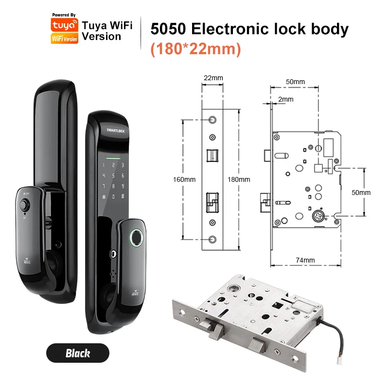 New Electronic Fingerprint Biometric Frosted Panel Digital Smart Door Lock WiFi TUYA or TTLock APP Password IC Card Security