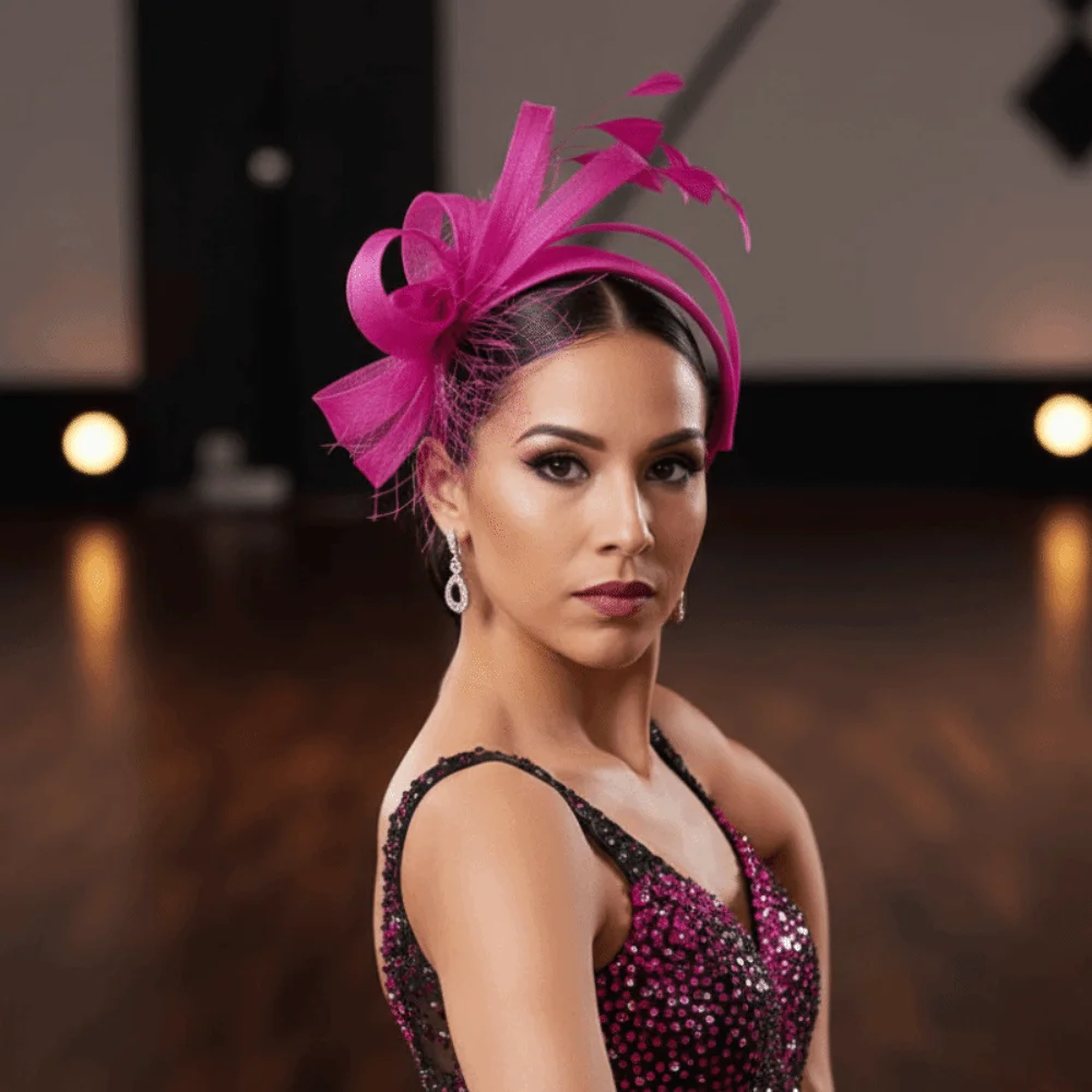 Hair Accessories Feather Mesh Headband Vintage Headwear Elegant Fascinator Hair Hoop Solid Color Creative