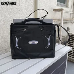 High-capacity Metal Design Streetwear Punk Shoulder Handbags Casual Vintage Crossbody Bag Trendy Simple Women's Messenger Bags