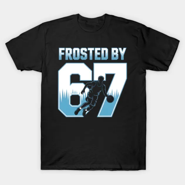 

Men’s Frosted By 67 Basketball T-Shirt Unisex Meme Gen Alpha Slang Graphic Sports Cotton O-Neck Short Sleeve Top