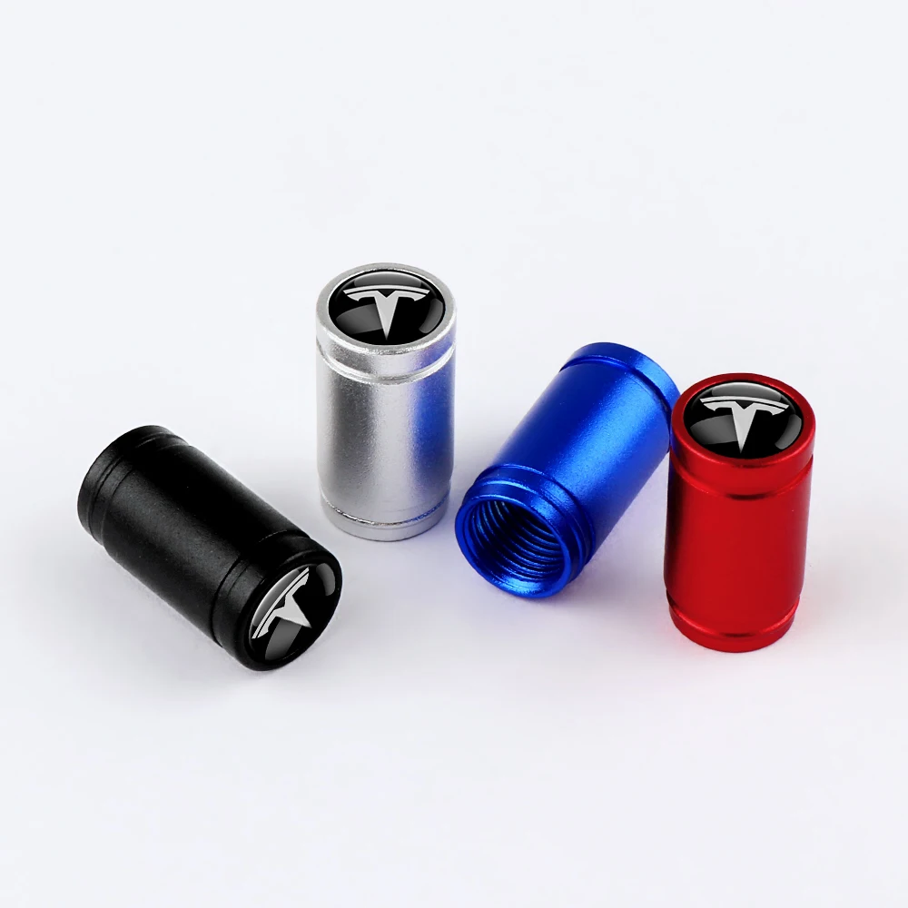 4Pcs Car Accessories Wheel Tire Valve Caps Stem Case Car Decoration For Tesla Model 3 Y S X 2017-2023 Roadster SpaceX Coil Mod