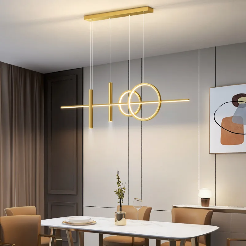 Nordic restaurant chandelier modern minimalist lamp in the living room creative post-modern designer strip bar lamp light lamps