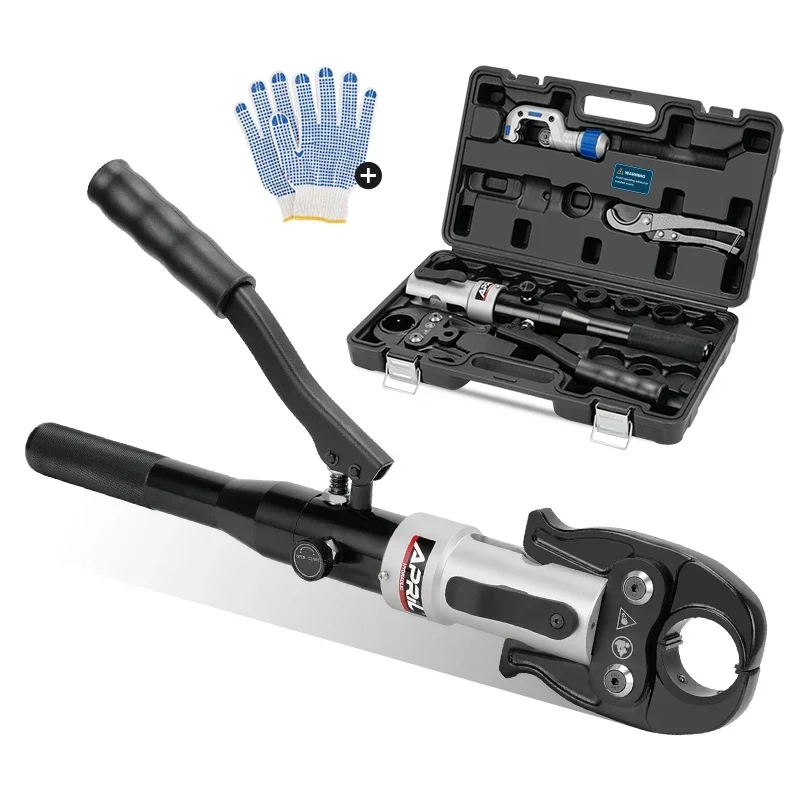 Copper Tube Fittings Hydraulic Pipe Crimping Tool with 1/2 3/4 1 Jaw Pipe Press Crimpers Suit for Narrow Space and Tee Fitting