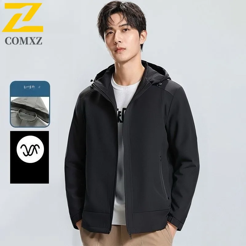 

COMXZ 2025 Mens Outdoor Windbreaker Jacket Autumn Winter Sports Casual Windproof Coat Waterproof Hiking Travel