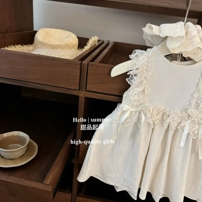 

Платье для маленьких девочек, летнее платье во французском стиле Sweet Beauty Treasure, повседневное издание, кружевное платье принцессы с бантом в стиле Лолиты
