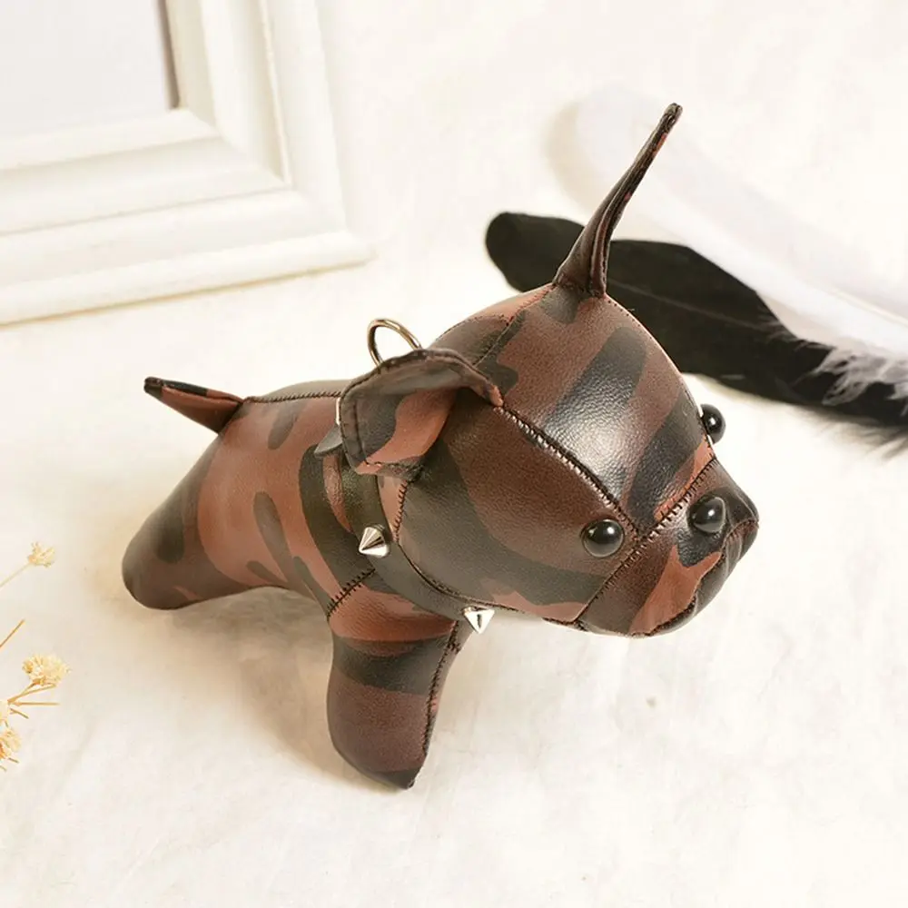 PU 가죽 펑크 프렌치 불독 가방 참 장식 통통한 디자인 만화 스타일 PU 가죽 강아지 정교한 공예 귀여운 키체인 ﻿