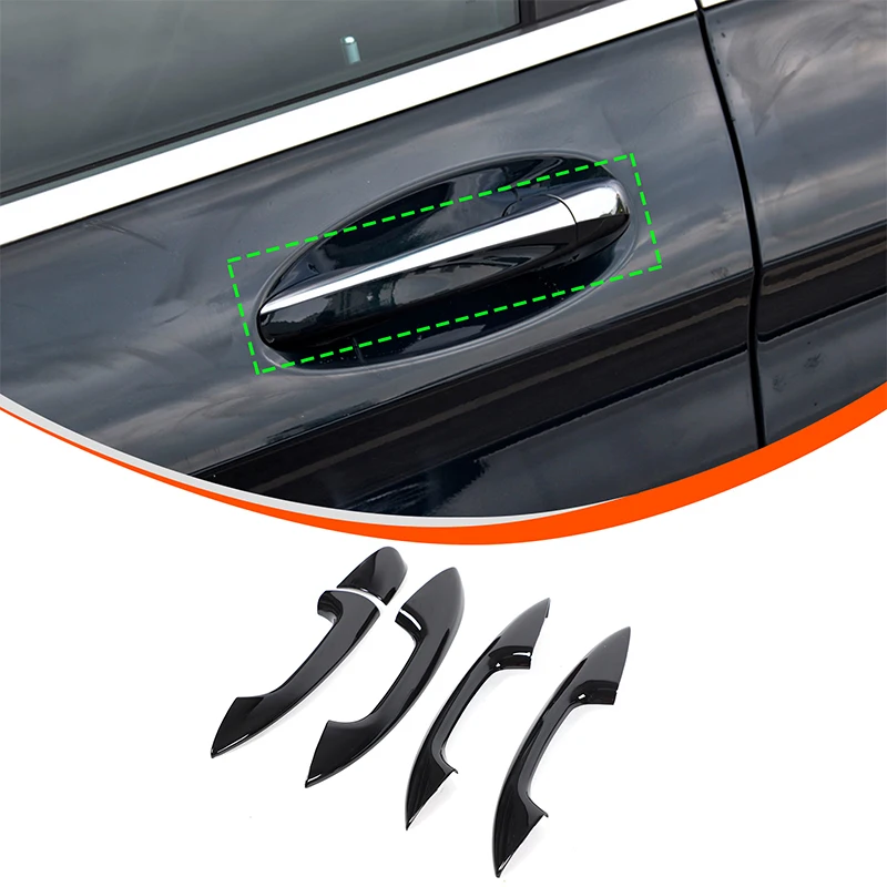 

[Ready Stock] For Mercedes C Class GLC 2015-2021 Piano Black ABS Door Handle Cover 5PCS