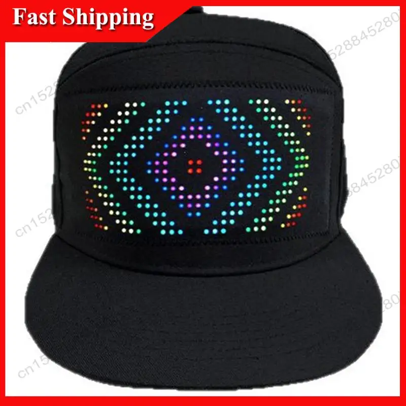-ABUB Smart Pixel Matrix Baseball Hat LED Hat Light Display Screen Rechargeable DIY APP Control Hip Hop Street Party Decor