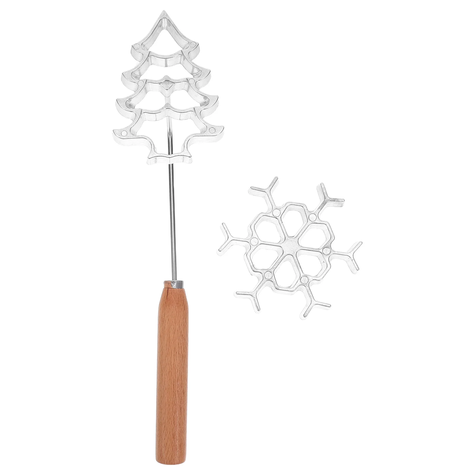 

3pcs Aluminum Cast Waffle Mold Bunuelos Cookie Maker Christmas Tree Snowflake Rosette Timbale Set For Fried Snacks Baking Tools