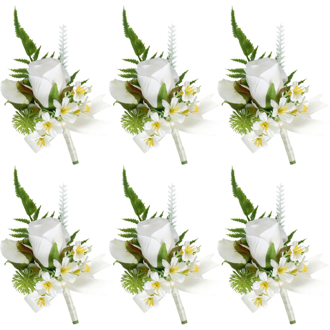 Boutonnière et Wright Corsage de Sen, marié de mariage, buste de mariée, fête de mariage en plein air, simulation de groupe d'amis, sœurs