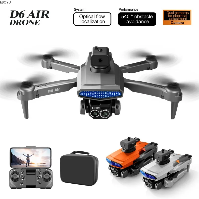 EBOYU D6 AIR RC Drone WiFi FPV w/ 4K ESC HD Dual Cameras 540°Obstacle Avoidance Optical Flow Positioning Highlight RC Quadcopter