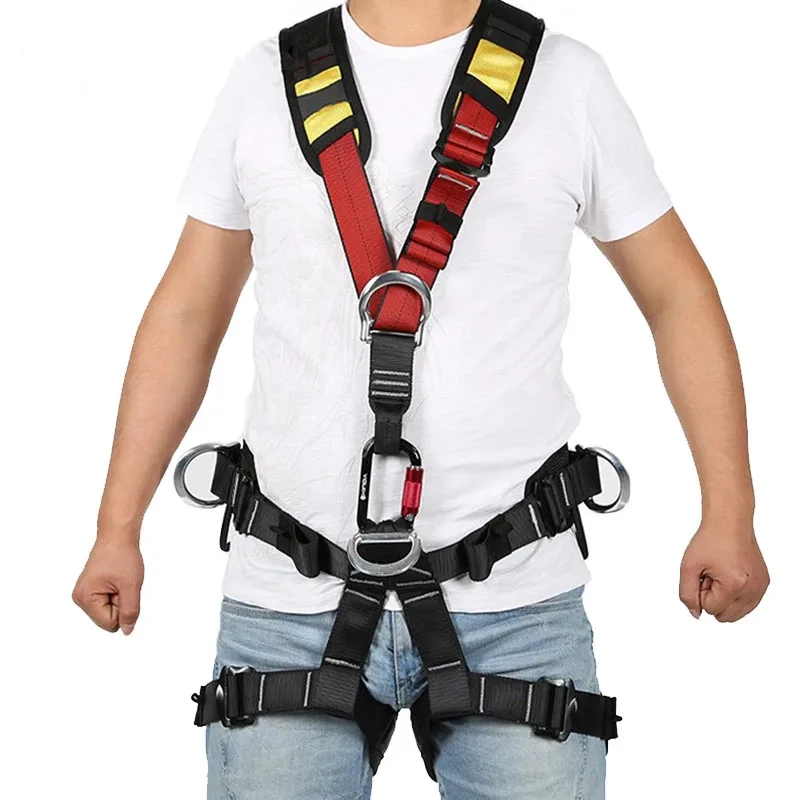 Professional Rock Climbing Harnesses Full Body Safety Belt Climbing Trees Anti Fall Removable Gear Altitude Protect Survival Kit