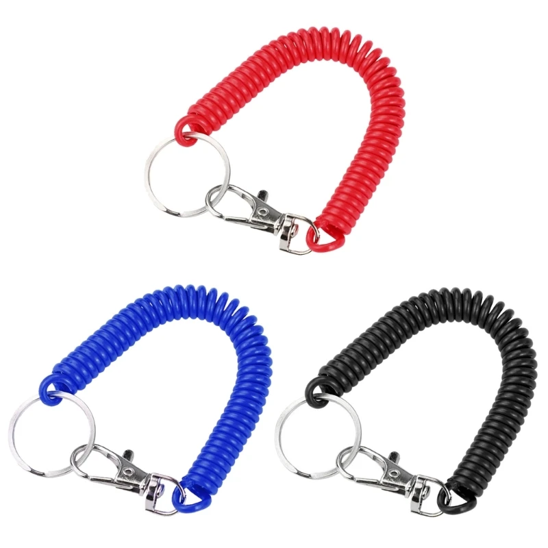 4Pcs Stretchy Spirals Keyring Outdoor Retractable Keychain Coil Spring Keychain Nickelplate Key Hook Color Keychain for Backpack