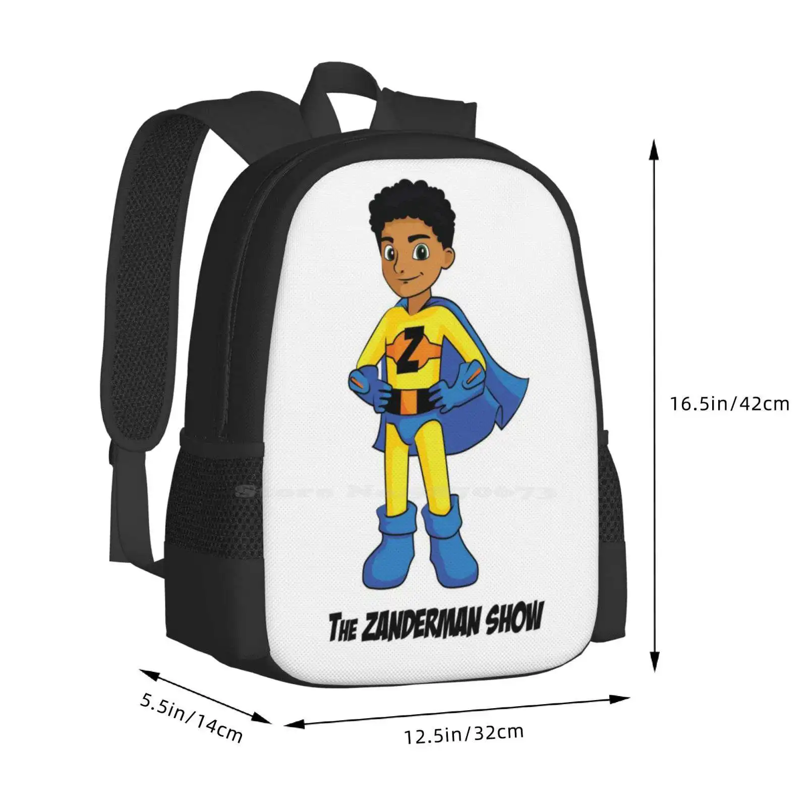 Mochila de diseño con estampado 3D The Zanderman Show Official Merchandise, bolsa para estudiantes, superhéroe para niños, Youtube