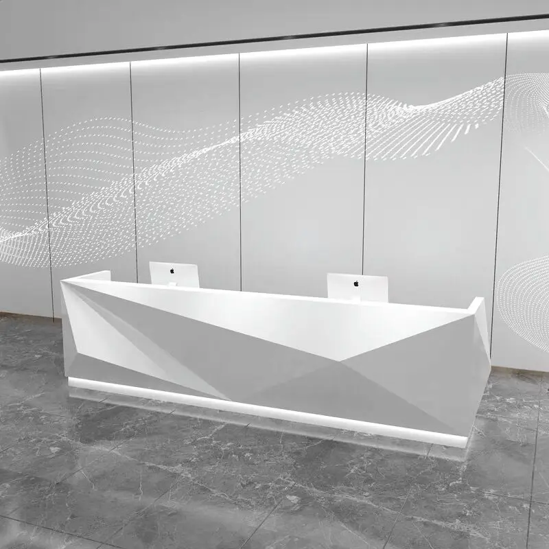 luxury white front desk counter reception desk modern  hotel office  beauty salon reception desks