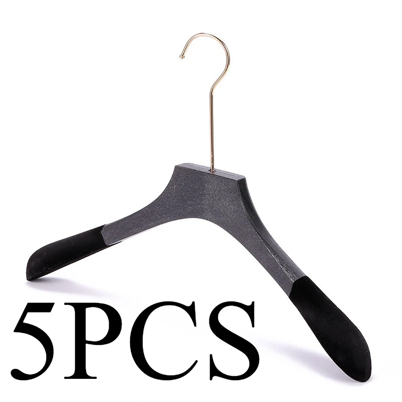 

Stylish Wood-Like Thickened Flocked Wooden Hangers | Exquisite Titanium Gold Hook Pants Hangers