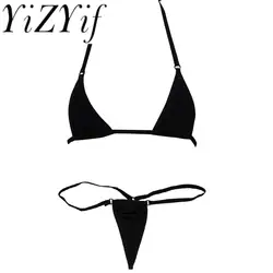 Womens Micro Lingerie Set Self-tie Bra Tops with G-String Thongs 2 Piece Extreme Bathing Suit Sexy Brazilian Swimwear Swimsuit