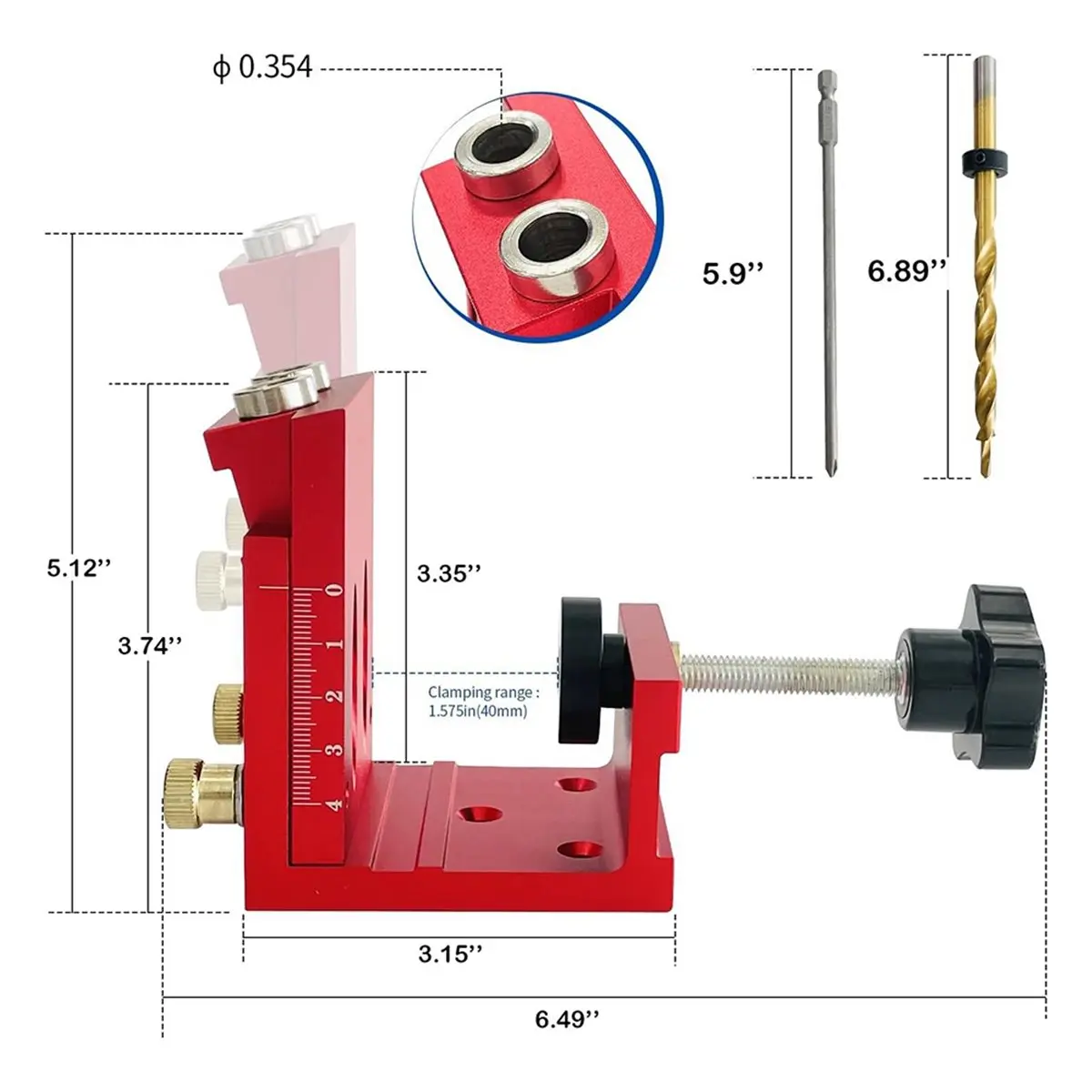 DT35BG HFM Pocket Hole Jig Kit Adjustable Woodworking Tools Pocket Dowel Hole Jig System Set Wood Woodwork