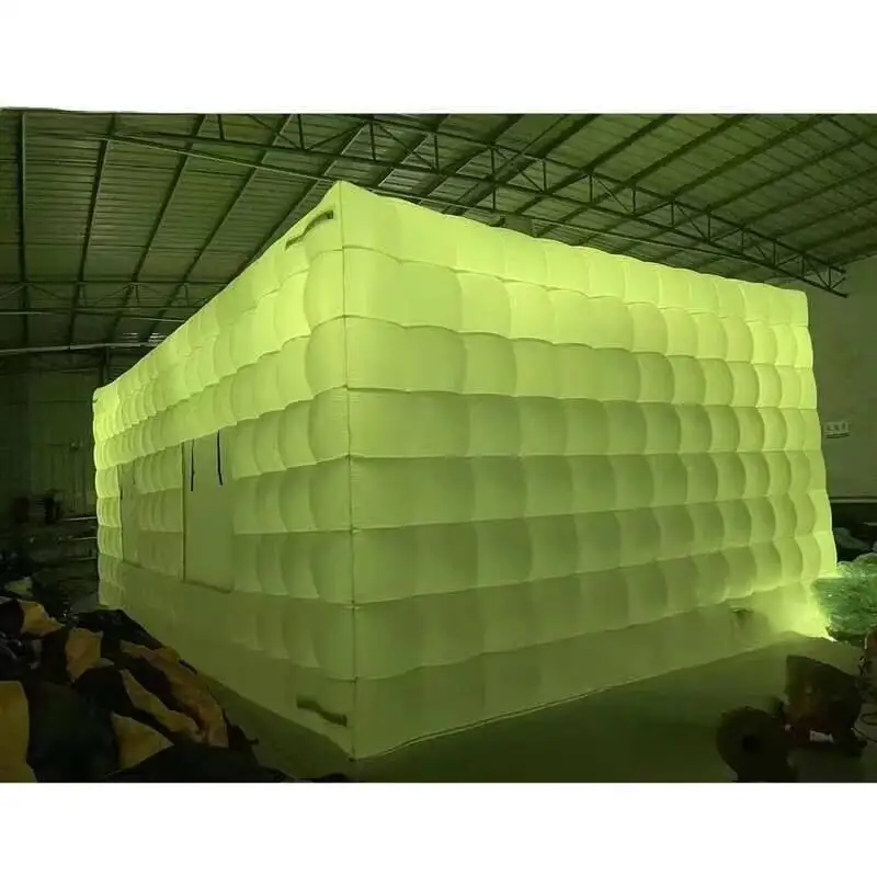 Large White Cube With Led Lights Iatable Square Tent For Wedding Party Nightclub Giant Outdoor Portable House