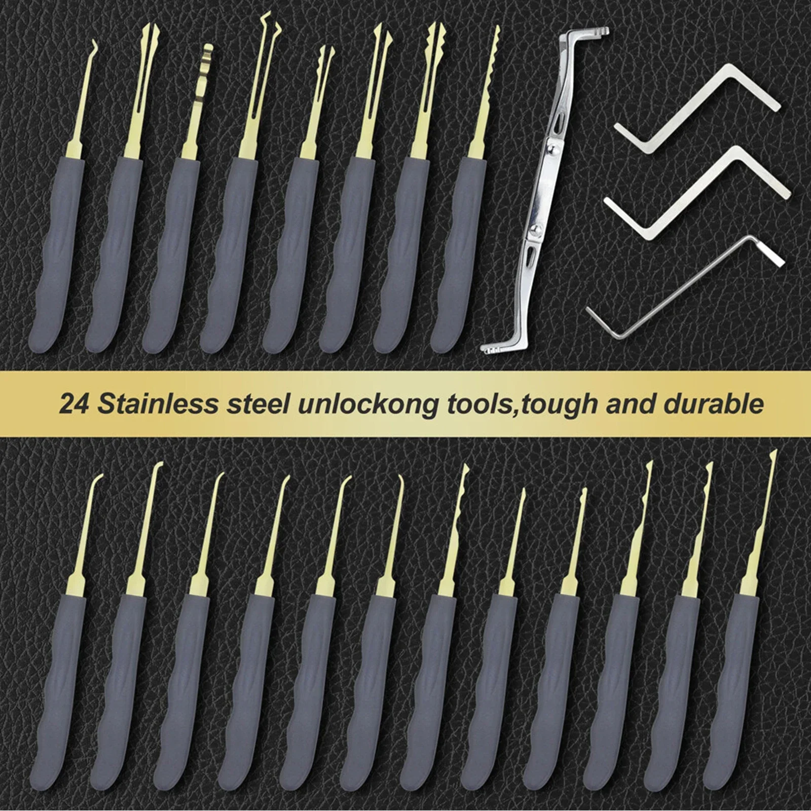 24pcs Grey/blue Handle Locksmith Tool Kit with Transparent Lock Sets for Beginner Practice Locksmith Training Remove Pick Tool