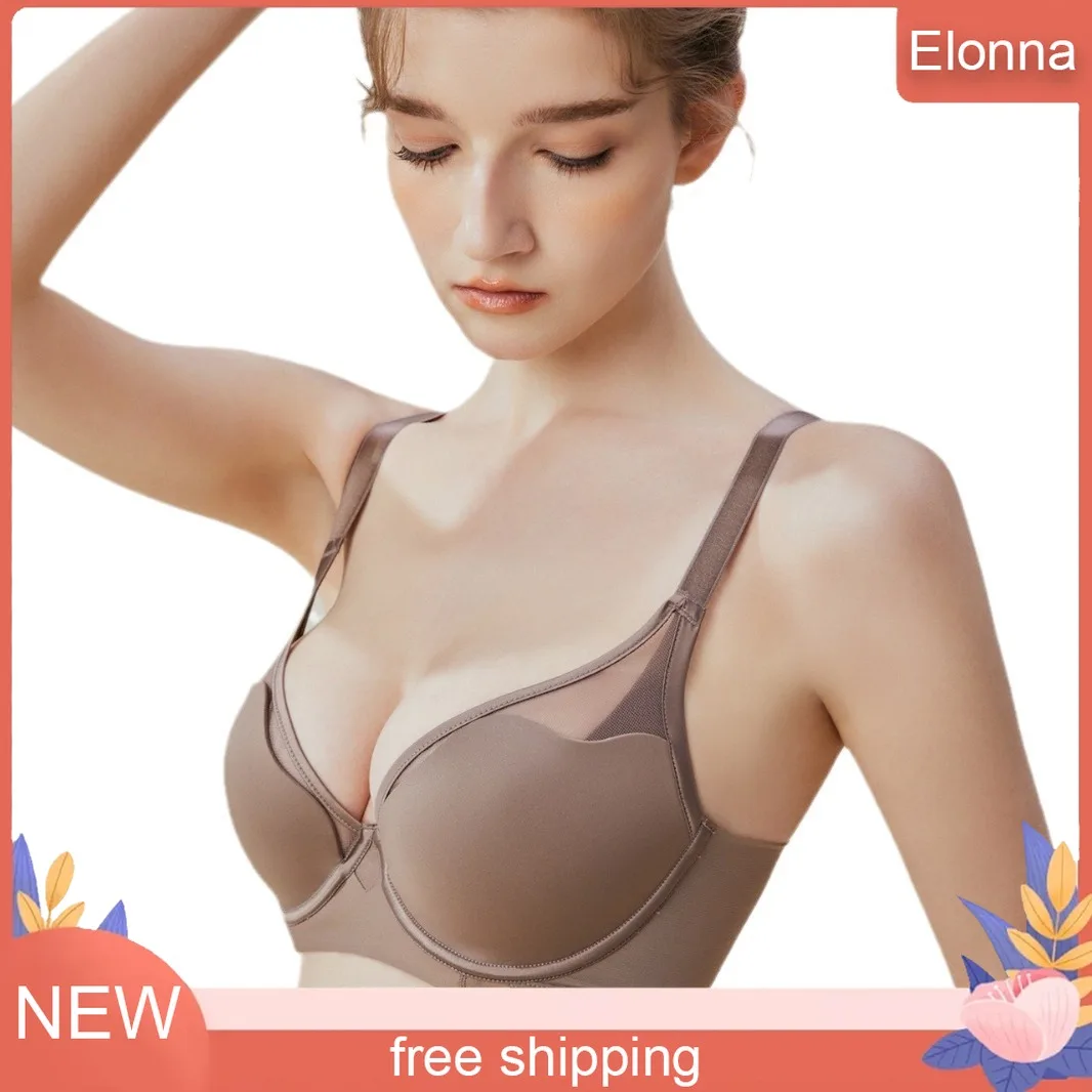 

Gathered Side Collection Lifting Underwear Breasts Brassiere Large Size Bra Full Cup Underwear Brassiere Steel Ring Bra