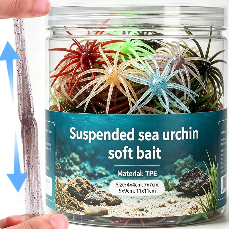 Simulierter Seeigel TPE Silikon Angelköder Künstlicher Köder für Brassen, Mandarinenbarsche, Tilapien, Forellen, Wolfsbarsche, Süß- und Salzwasser-Angelzubehör – Detail 1