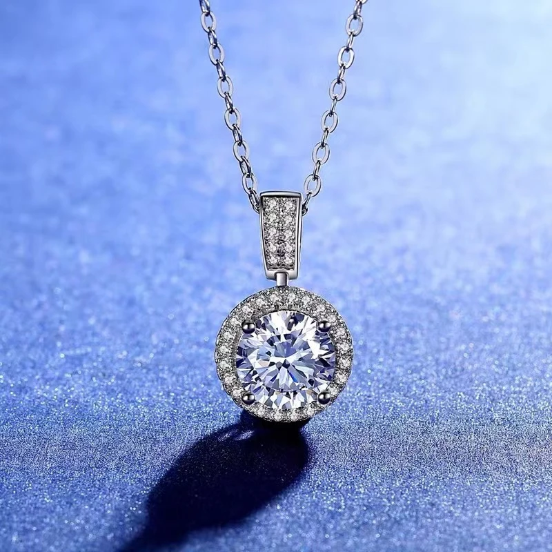 Moissanite Pendant Necklace for Women,GRA Certificate Included,925 Sterling Silver Chain,Lab‑Created Diamond‑Style Fine Pendant Necklace,Party Occasion,Anniversary Holiday Gift Accessories