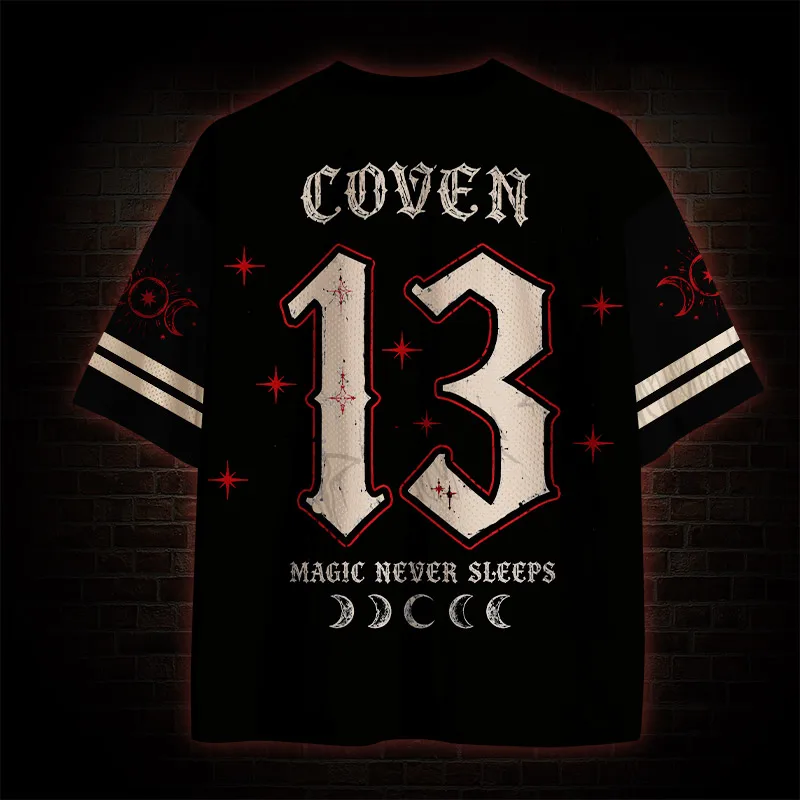 2026 Halloween Retro Gothic Dark Unisex Jersey,Vintage Witch Cat Coven Moon Graphic,Adult and Kids Available,For Party Festival