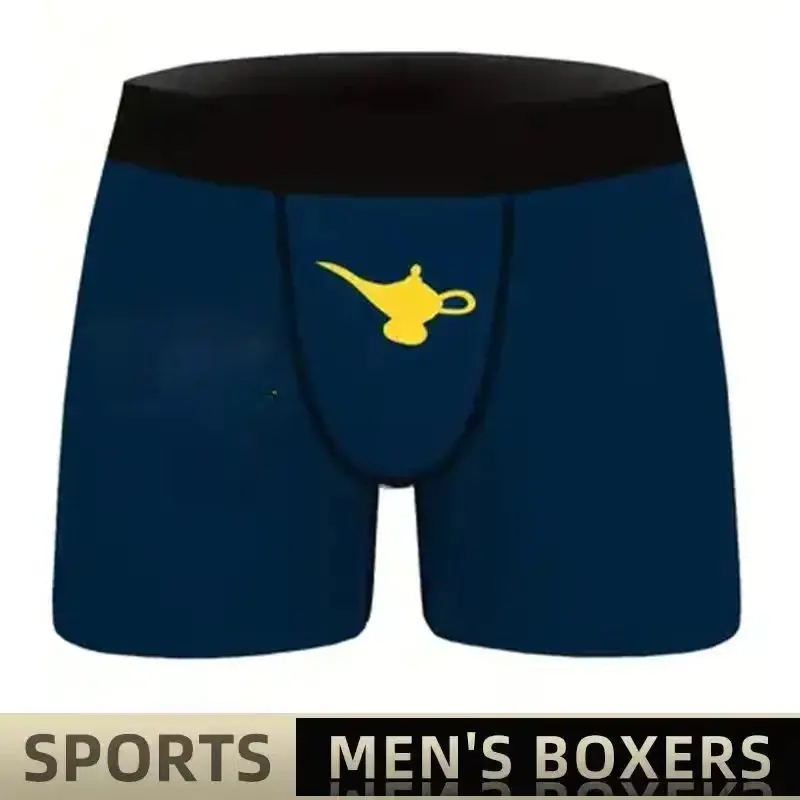 Men Sports Boxers Underwear Underpants Sport Blue M L XL Teapot Letter Printing Ventilate Fashion Fitness Casual