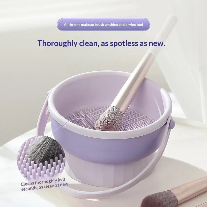 3-In-1 Reusable Silicone Makeup Brush Cleaner Mat & Drying Rack Non-Slip Durable Cosmetic Brush Cleaning Tool for Makeup Lovers