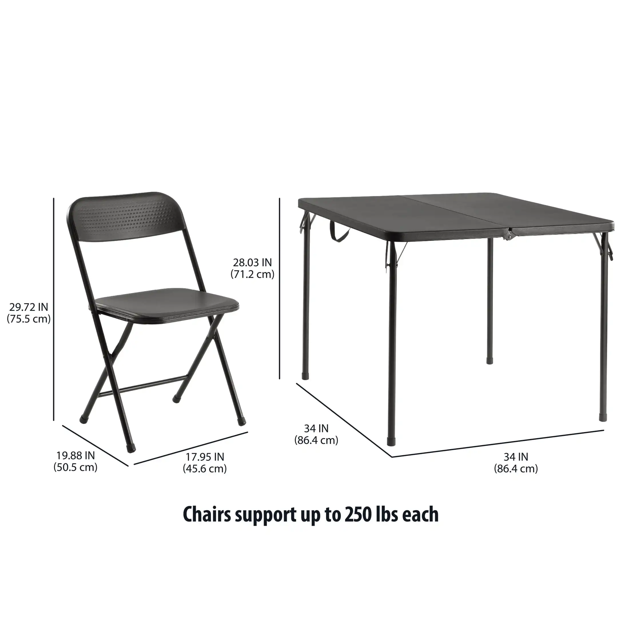 5-Piece Resin Folding Table and Four Folding Chairs Set for Serving Table, Craft Supply Table, Outdoor Dining Table