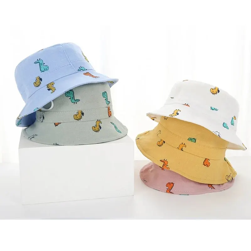 Cartoon Giraffe Print Baby Bucket Hat Children Casual Panama Cap Kids Foldable Camping Fishing Outdoor Sun Hats Fisherman Caps