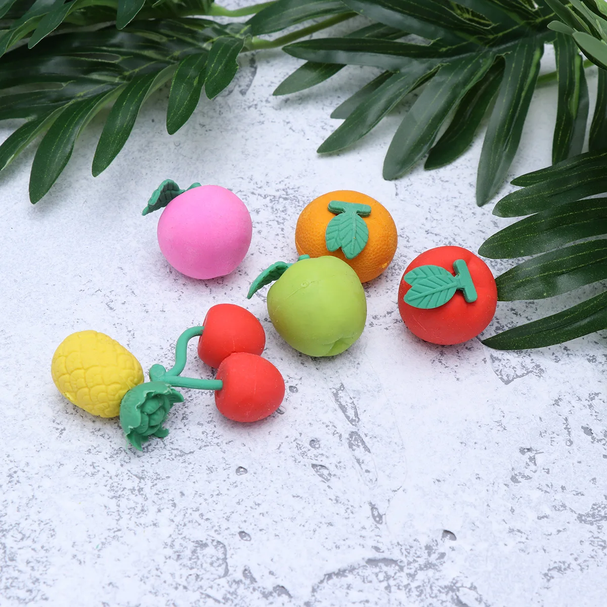 10 قطعة محايات الفاكهة محاكاة تصميم الرسوم المتحركة لطيف سهلة المسح للمدرسة الفصول الدراسية المكافآت محايات قلم رصاص الجدة