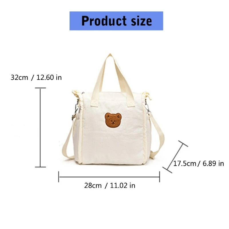 N80C Bear Pattern mom Bag with USB Charging Por Watertight Diaper Storage Bag Easy Carrying for Little Moms & Caregivers