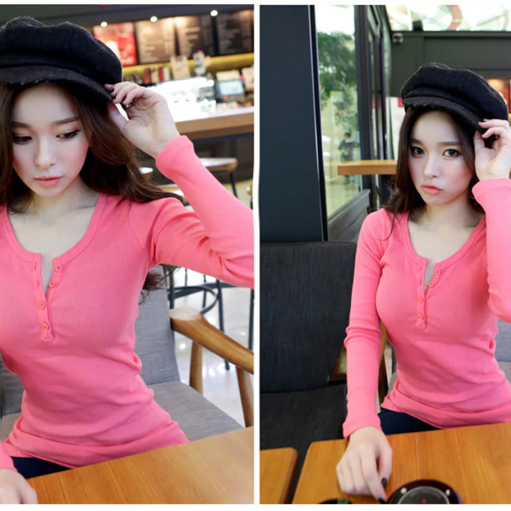 Casual Women Long Sleeve T Shirt Slim Fit Basic Pullover Round Neck Solid Color Elegant Office Lady 2025 Fall Female Top