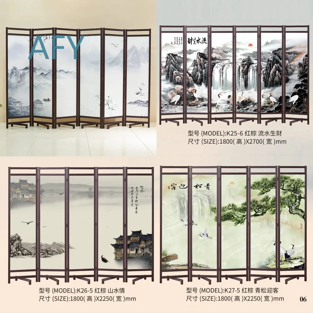 Chinese Style Folding Screen Partition for Living Room Entrance Hallway Decor Four Panel Wooden Room Divider for Home Office