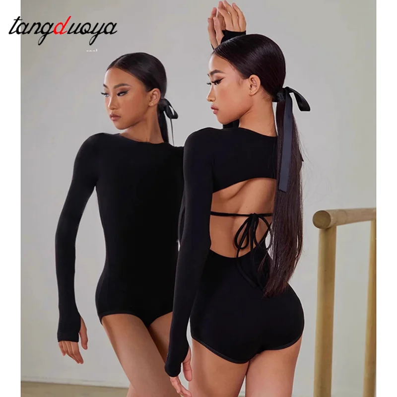 Latin Dance set Clothes Girls Long SLeeves Short Top Skirt Cha cha samba Performance Competition Dress Burgundy Black Dress Kids