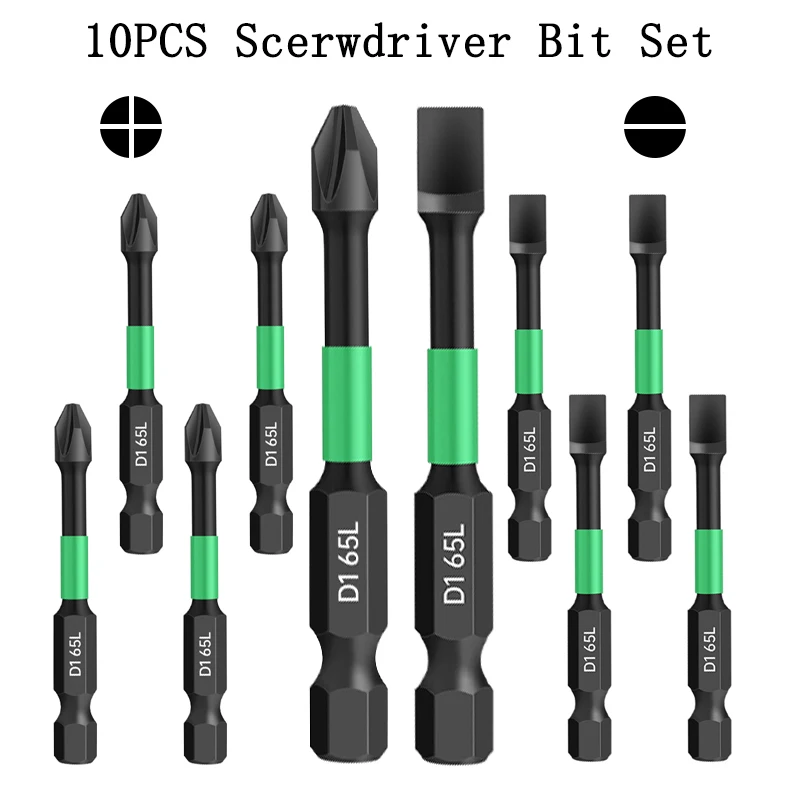 Cabeça de Lote Anti-choque Alta Dureza Bits de Impacto Antiderrapantes Chave de Fenda Cruzada Conjunto de Chave de Fenda Ph2 Magnético d1 10 Pcs