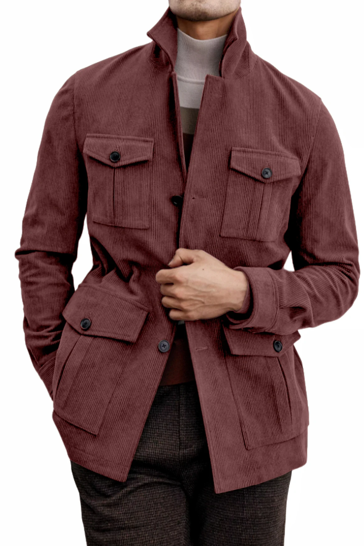 

Осень-зима, повседневная вельветовая рабочая одежда в стиле ретро, куртка с воротником, теплое ветрозащитное мужское модное облегающее пальто в корейском стиле