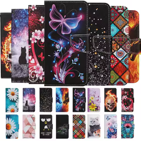 Leather Case For Samsung Galaxy A02 A12 A22 A32 A42 A52 A52S A72 5G 4G Flip Wallet Card Slot Holder Painted Phone Book Cover
