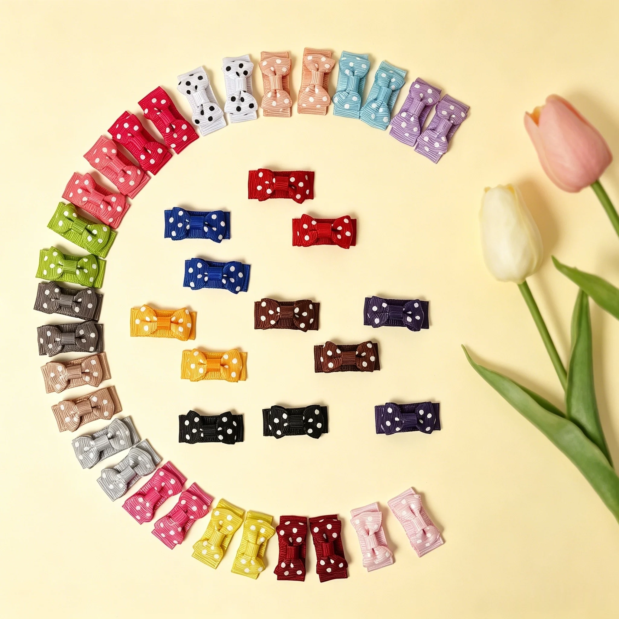 20 Pcs/40 Pcs Polka Dot Printed Snap Hair Clips Children Newborn Little Princess Hair Accessories view 6