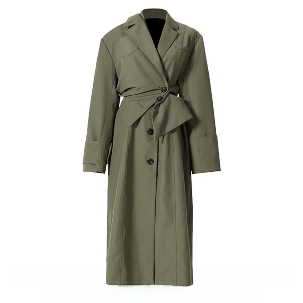 

Women's Niche Independent Designer Deconstructed Two-Piece Set Coat Wide-Shoulder Handsome Long Windbreaker Detachable
