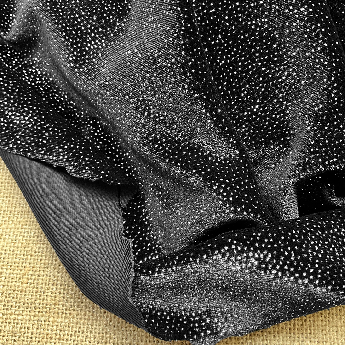 Sternenhimmel Goldfolierter Schwarzer Stretch-Samtstoff Luxuriöser Glitzer-Sternen-Stoff zum Nähen DIY Kleid Vorhang Polsterstoff – Detail 3