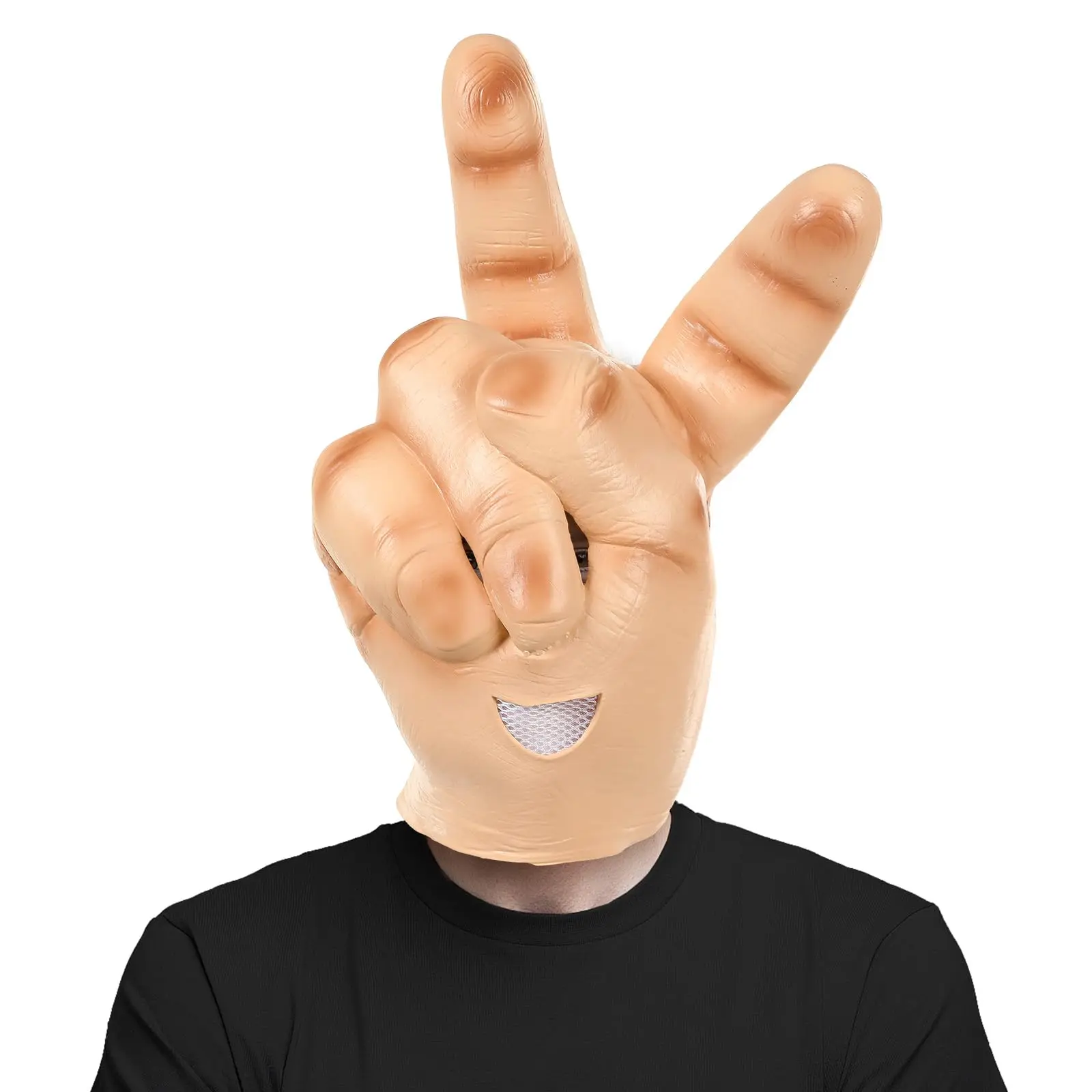 Volwassenen Vingermasker Overwinning Teken Volledige Hoofd Latex Masker Halloween Party Grappige Cosplay Kostuums Rekwisieten voor Mannen Vrouwen