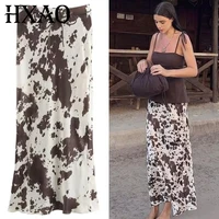 HXAO faldas largas de satén para mujer, faldas con estampado de animales, falda para mujer, Maxi cinturón teñido anudado, faldas lisas, falda elegante Vintage para mujer