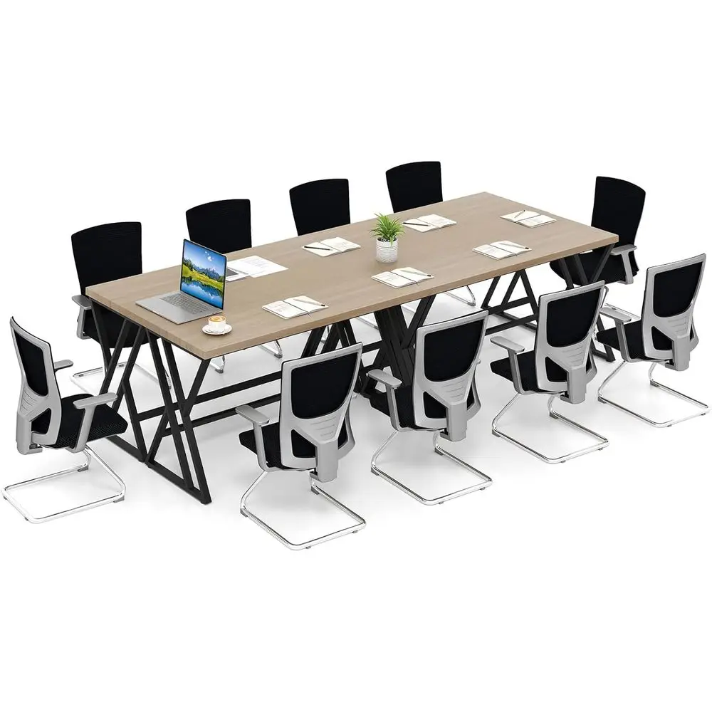 

Современный прямоугольный конференц-стол из серого дуба, 118 см (Ш) x 48 см (Г), на 8-10 человек, с ножками Z-образной формы