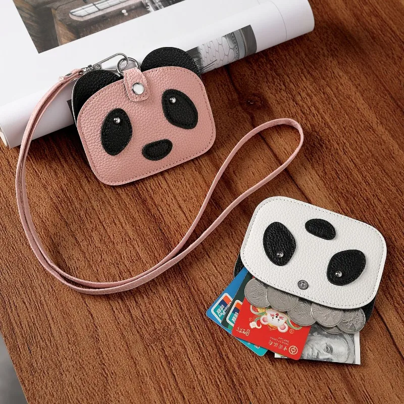 Portamonete in pelle Pu Nuovo simpatico panda Porta carte d'identità di credito Mini portamonete per donna Porta carte per studenti di piccola moda